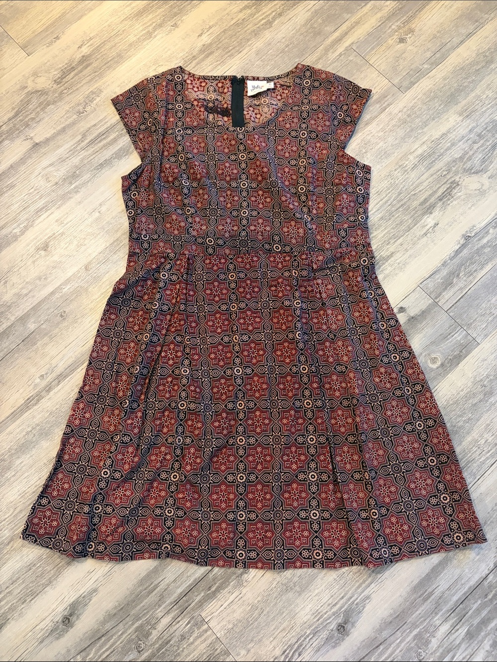 Mata Traders Red and Black 100% Cotton Dress